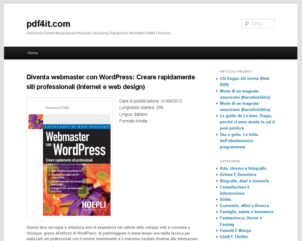 il mio libro "webmaster con wordpress" sul blog pdf4it.com