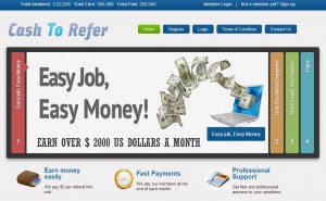 CashToRefer.com la pagina home del sito